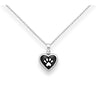 Sterling Silver Blacked Out Heart Paw Print Pendant Necklace