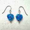 Sterling Silver Blue Flower Murano Glass Heart Shape Earring