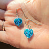 Sterling Silver Blue Flower Murano Glass Heart Shape Earring