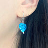 Sterling Silver Blue Flower Murano Glass Heart Shape Earring