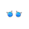 Sterling Silver Blue Opal Cat Stud