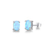 Sterling Silver Blue Opal Oval Stud Earrings