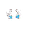 Sterling Silver Blue Opal Swan Stud Earrings