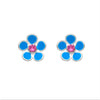 Sterling Silver Blue Pink Cubic Zirconia Flower Stud Earrings