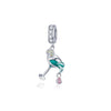 Sterling Silver Blue Pink Martini Dangling Charm