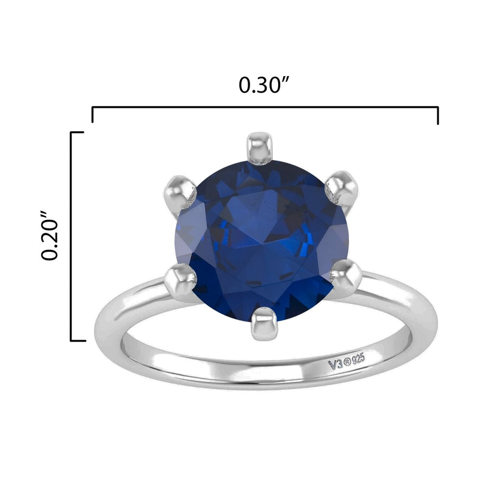 Sterling Silver Blue Sapphire Solitaire Ring