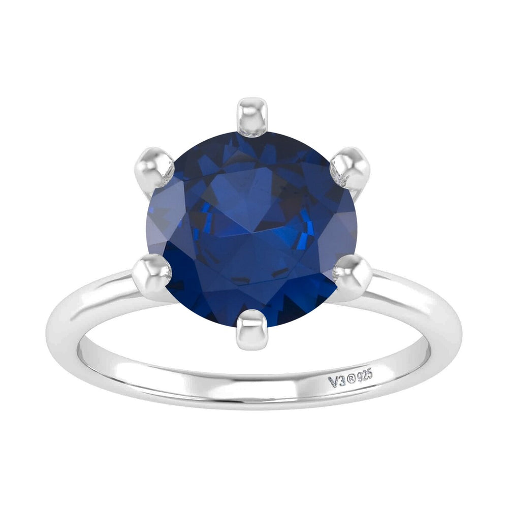 Sterling Silver Blue Sapphire Solitaire Ring