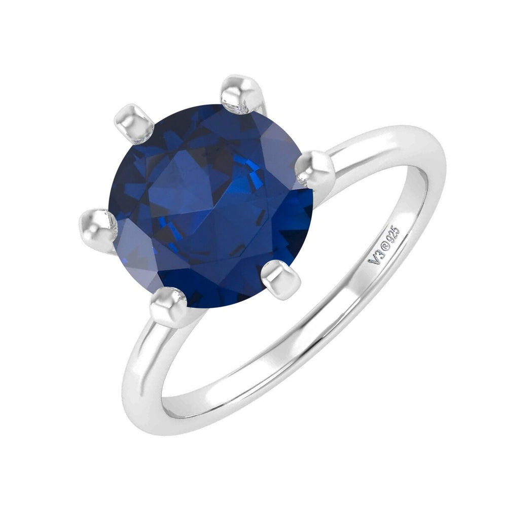 Sterling Silver Blue Sapphire Solitaire Ring