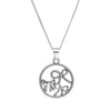 Sterling Silver Bows Circular Pendant Necklace - White