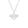 Sterling Silver Bumble Bee Pendant Necklace with Cubic Zirconia - White