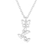 Sterling Silver Butterflies Pendant Necklace - White