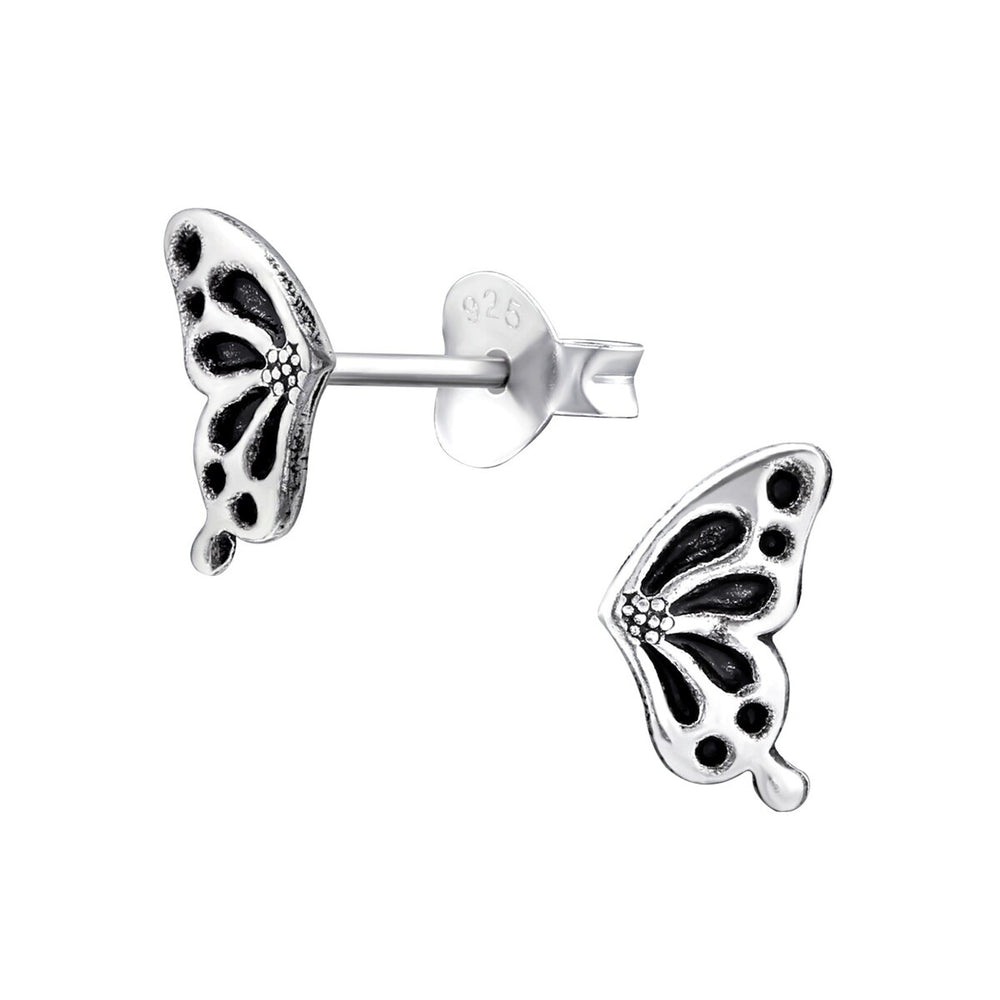 Sterling Silver Butterfly Wing Stud Earrings