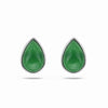 Sterling Silver Button Teardrop Green Jade Post Earring