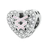 Sterling Silver CZ Pave & Pink Laced Corset Heart Charm