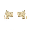 Sterling Silver Cat Earrings in 14K Gold