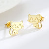 Sterling Silver Cat Earrings in 14K Gold