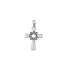 Sterling Silver Celtic Circle Cross Pendant - White