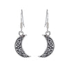 Sterling Silver Celtic Crescent Moon Drop Earrings