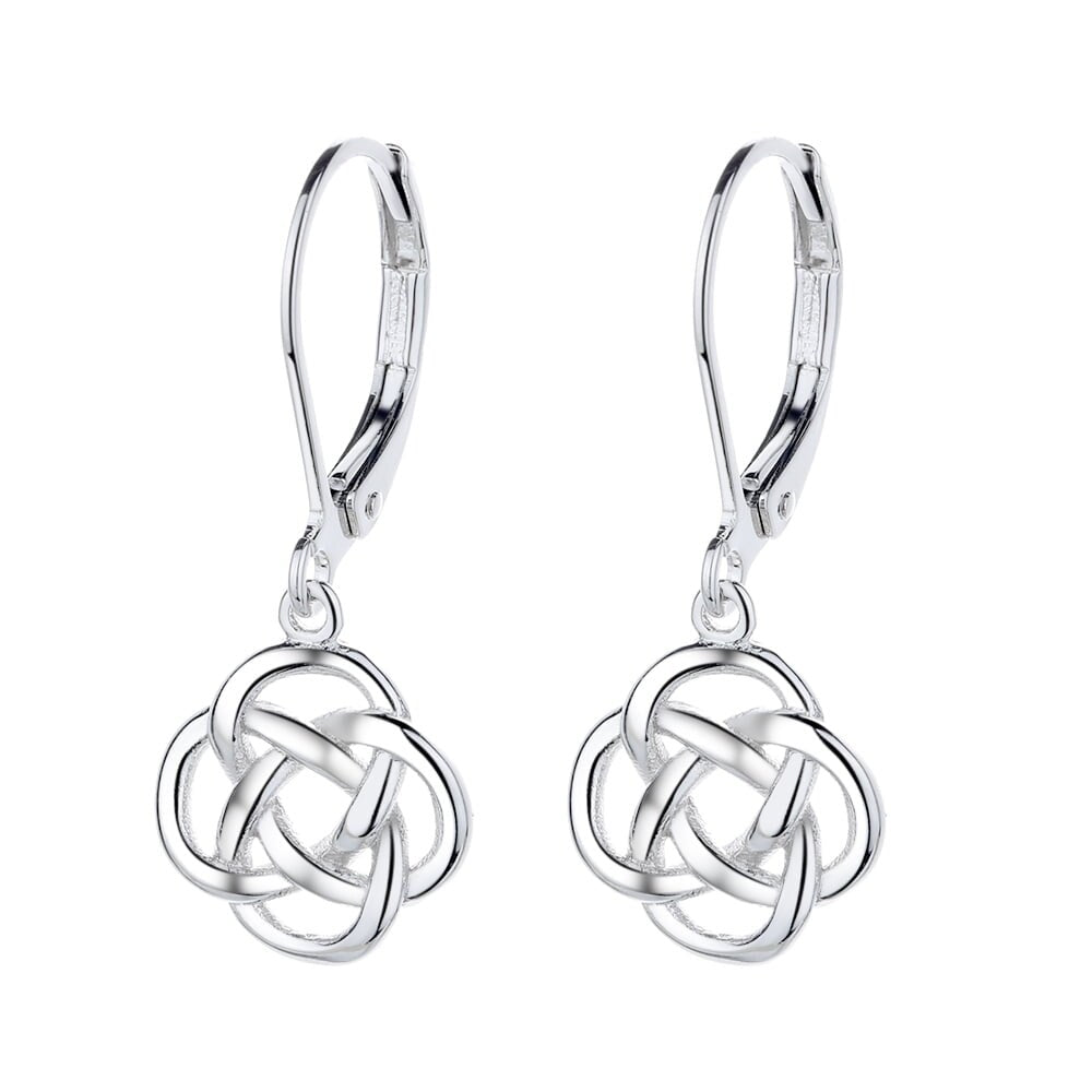 Sterling Silver Celtic Leverback Earrings - 22mm L x 5mm W