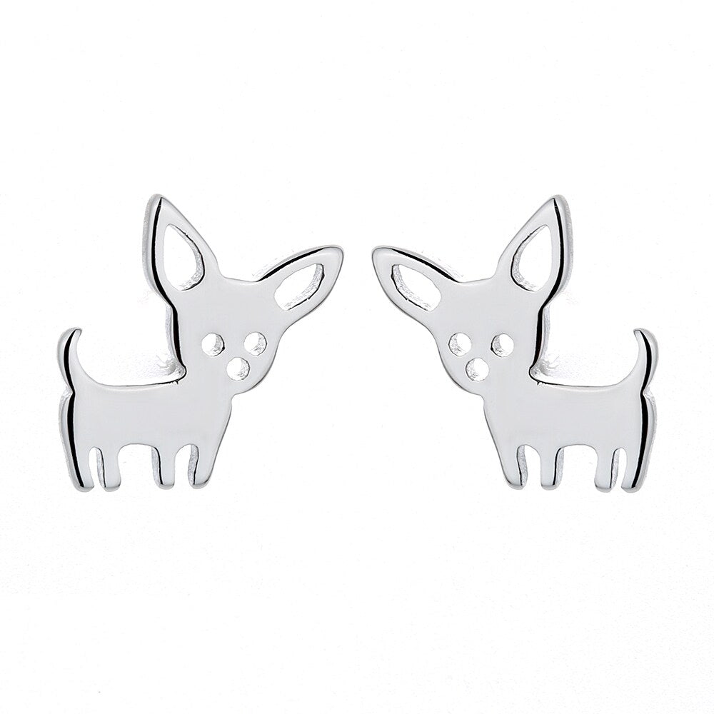 Sterling Silver Chihuahua Dog Earrings