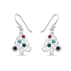 Sterling Silver Christmas Three with Mixed ColorGenuine Stones Dangle Earring