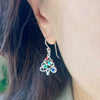 Sterling Silver Christmas Three with Mixed ColorGenuine Stones Dangle Earring