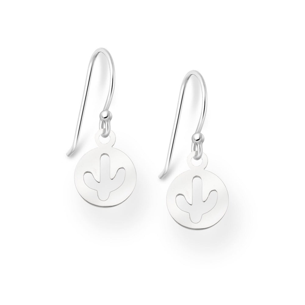 Sterling Silver Circular Cactus Drop Earrings