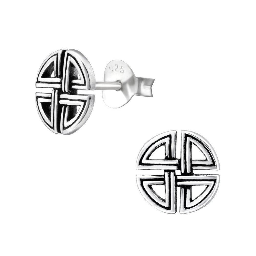 Sterling Silver Circular Celtic Stud Earrings