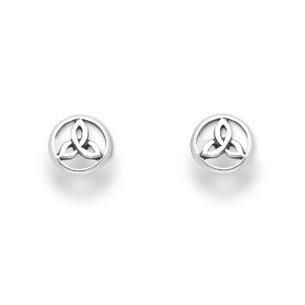 Sterling Silver Circular Celtic Trinity Stud Earrings