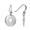 Sterling Silver Circular Cut Out Heart Drop Earrings