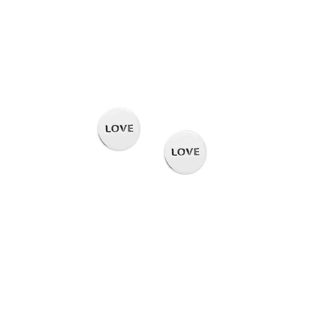 Sterling Silver Circular Love Stud Earrings