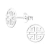 Sterling Silver Circular Maze Stud Earrings