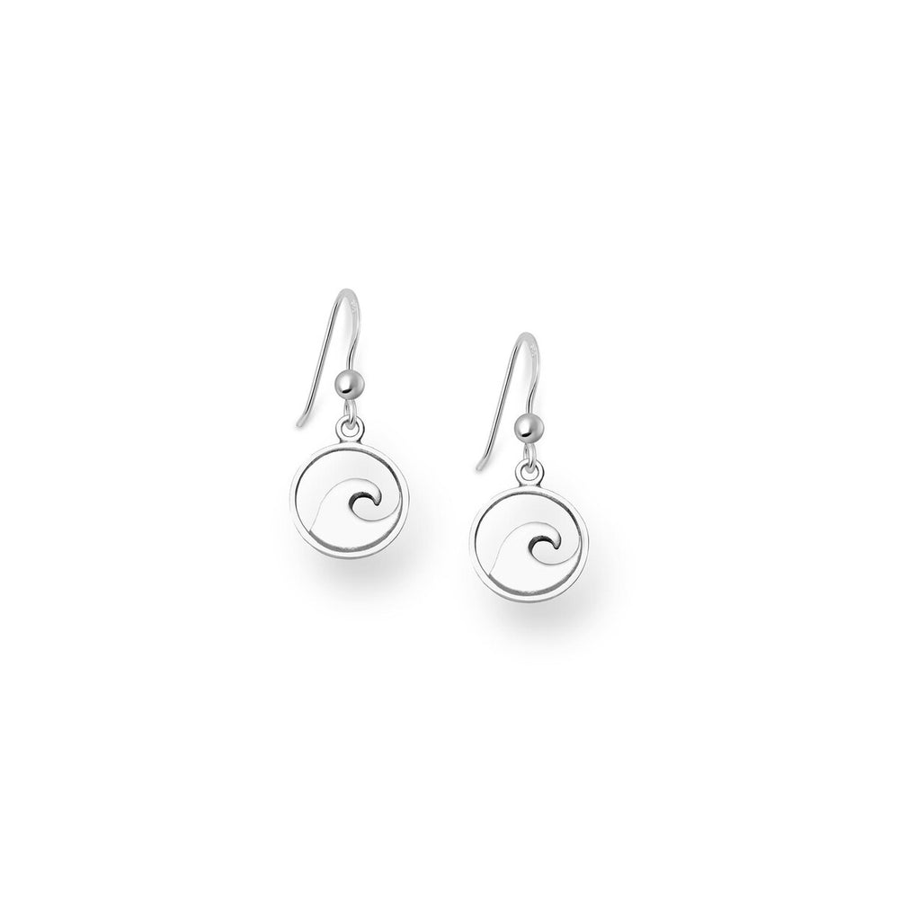 Sterling Silver Circular Wave Drop Earrings