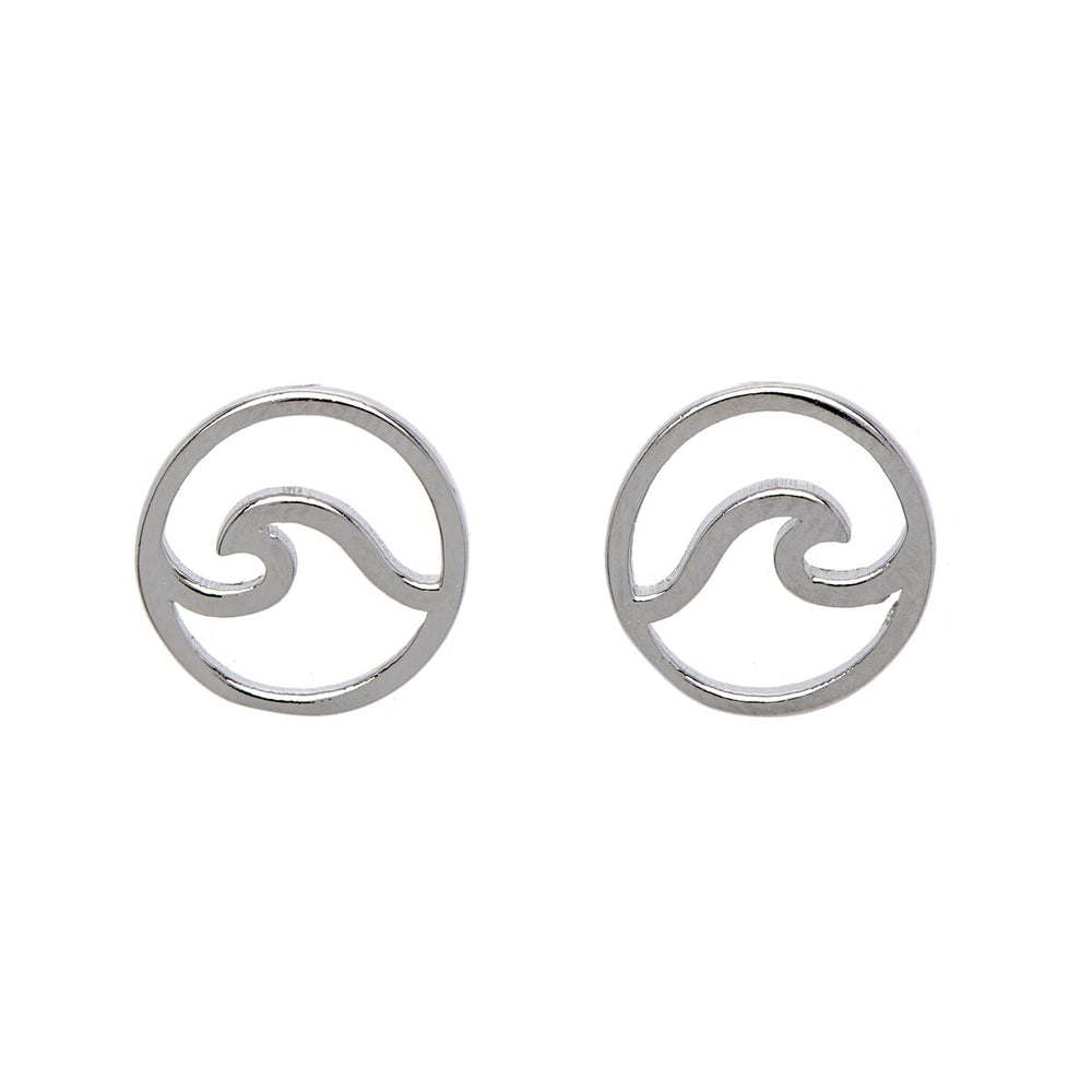 Sterling Silver Circular Wave Stud Earrings