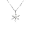 Sterling Silver Classic CZ Snowflake Pendant Necklace - White