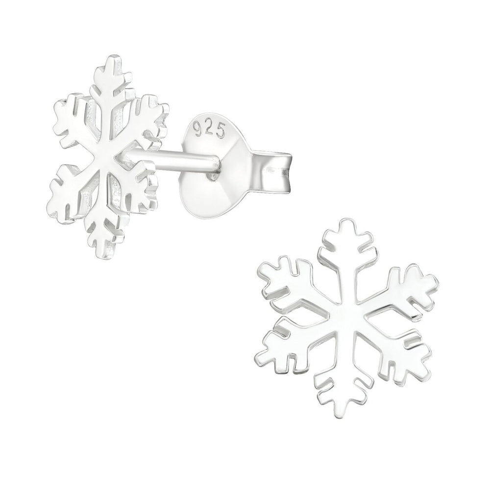 Sterling Silver Classic Winter Snowflake Dainty Stud Earrings