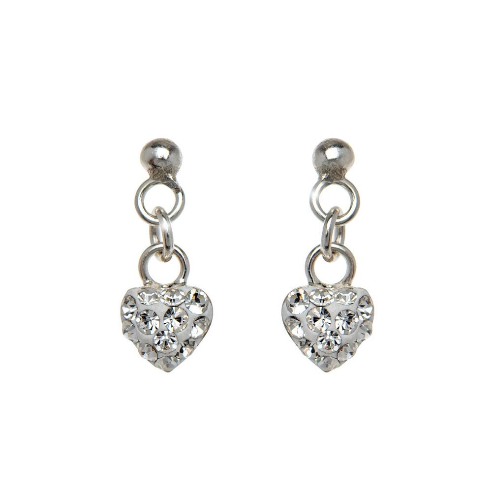 Sterling Silver Clear Cubic Zirconia Heart Drop Earrings