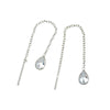 Sterling Silver Clear Cubic Zirconia Teardrop Threader Earrings