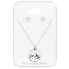 Sterling Silver Clear Cz Stud With Dainty Mountain Pendant Necklace - Ag Sterling - White