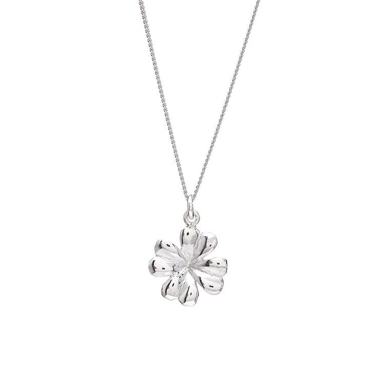 Sterling Silver Clover Leaf Pendant Necklace - White