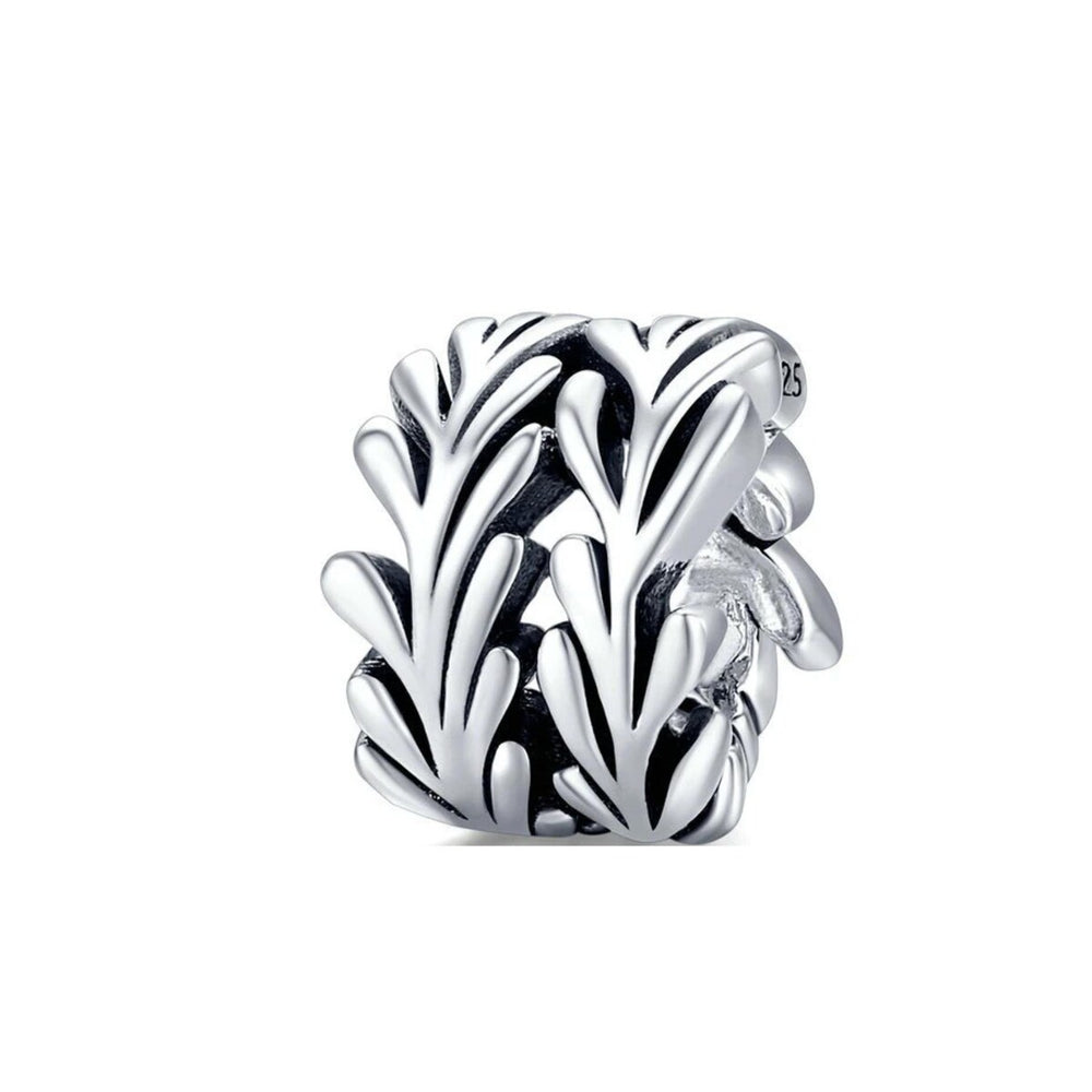 Sterling Silver Coil Leaves Charm