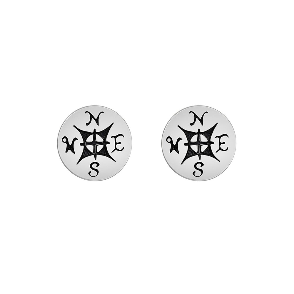 Sterling Silver Compass Stud Earrings