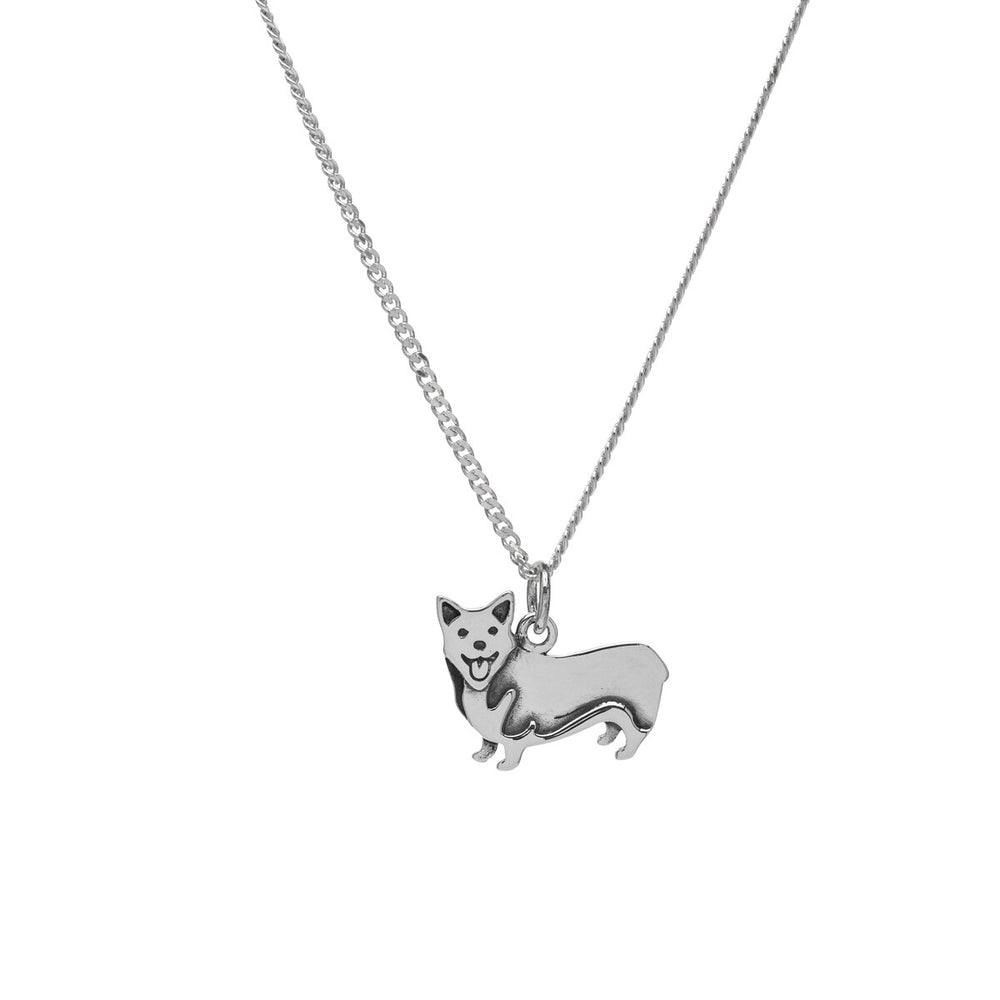 Sterling Silver Corgi Dog Pendant Necklace