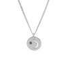 Sterling Silver Crescent Moon Circular Pendant Necklace