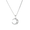 Sterling Silver Crescent Moon Pendant Necklace - White