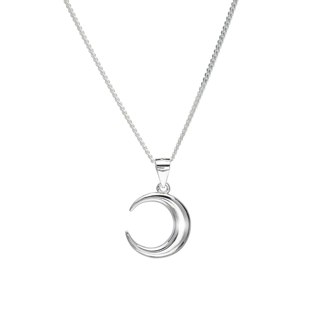 Sterling Silver Crescent Moon Pendant Necklace - White