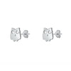 Sterling Silver Crescent Owl Stud Earrings