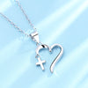 Sterling Silver Cross and Heart Pendant Necklace