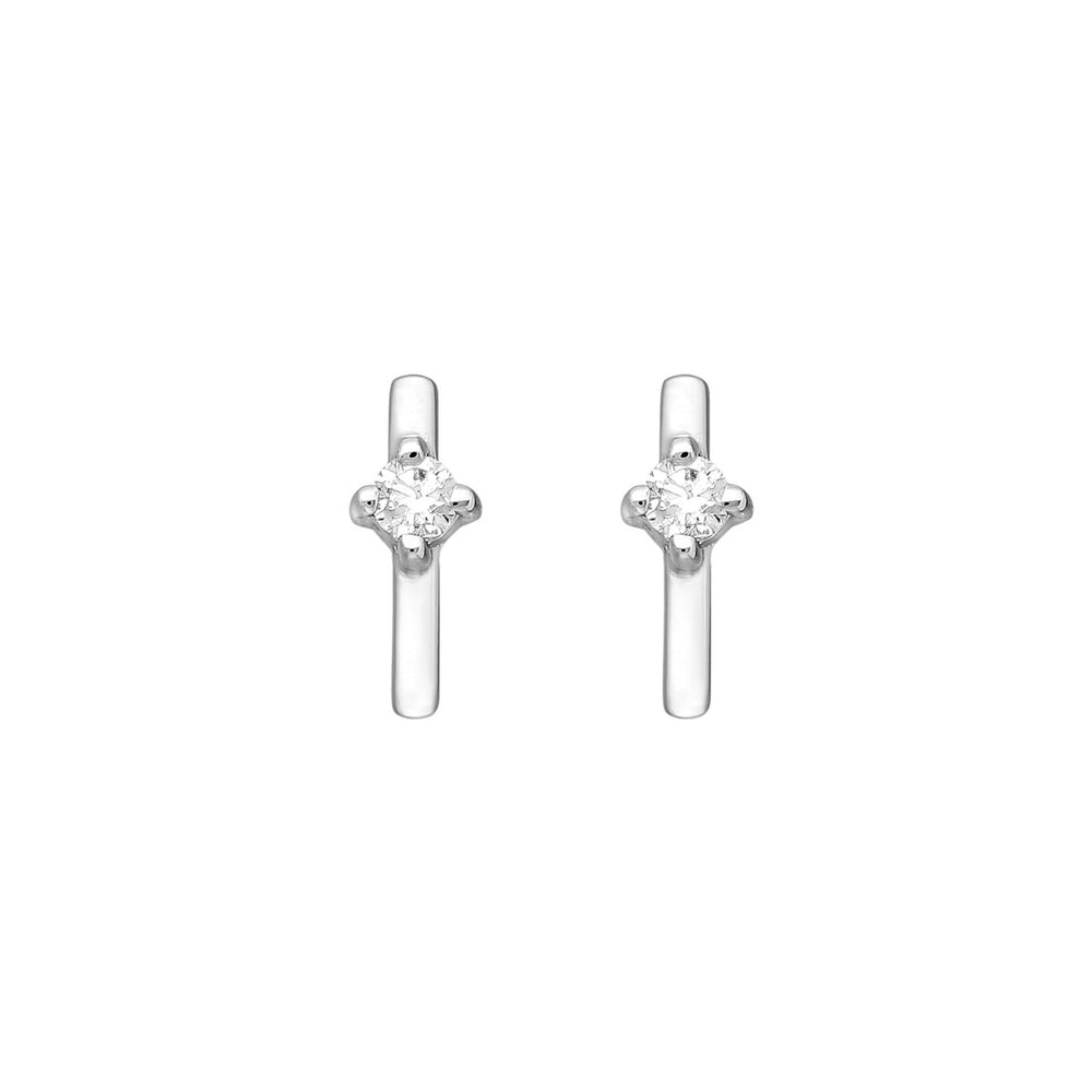 Sterling Silver Cubic Zirconia Bar Stud Earrings