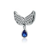 Sterling Silver Cubic Zirconia Blue Teardrop Wings Charm